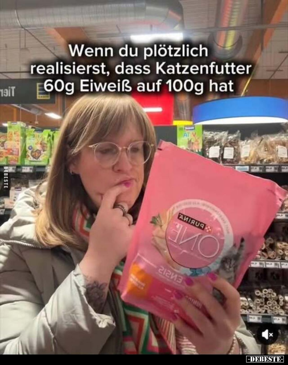 Wenn du plötzlich realisierst, dass Katzenfutter 60g Eiweiß auf 100g hat