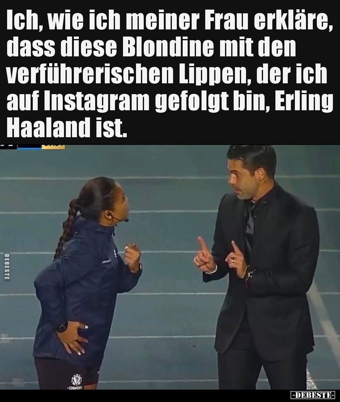 Ich, wie ich meiner Frau erkläre, dass diese Blondine mit den verführerischen Lippen, der ich auf Instagram gefolgt bin, Erli...