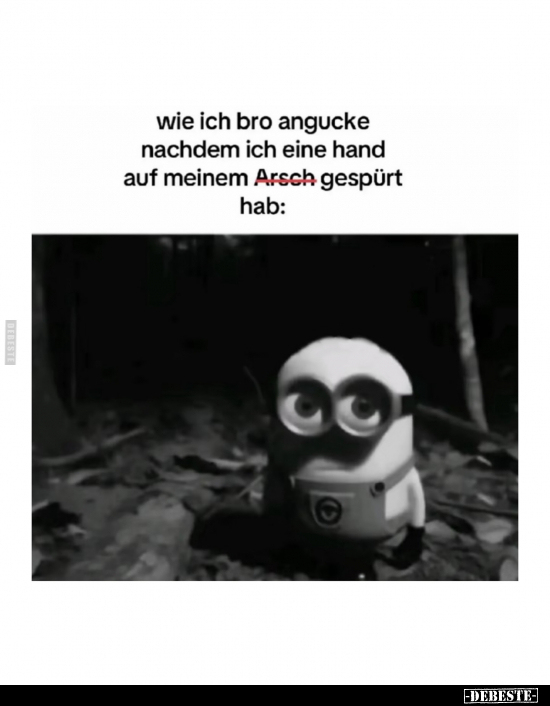 Wie ich Bro angucke nachdem ich eine Hand auf meinem Arsch gespürt hab: