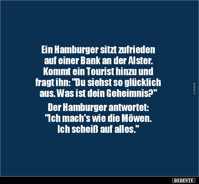 Ein Hamburger sitzt zufrieden auf einer Bank an der.. - Lustige Bilder | DEBESTE.de