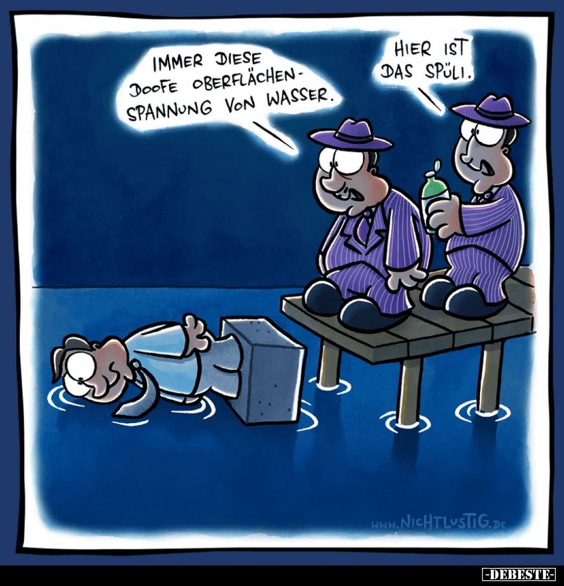 Immer diese doofe Oberflächenspannung von Wasser. -
Hier ist das Spüli.