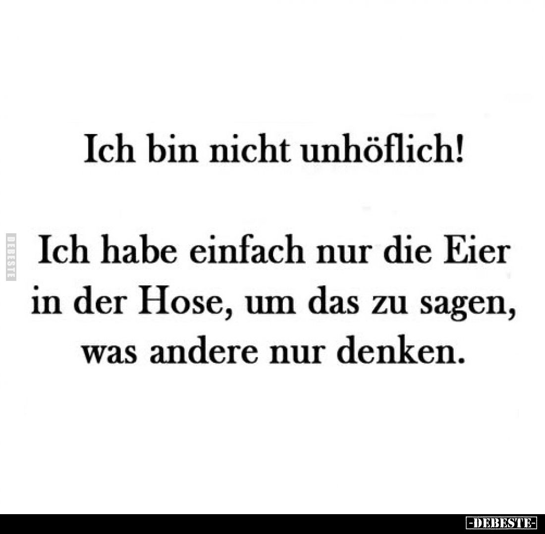 Ich bin nicht unhöflich!

Ich habe einfach nur die Eier in der Hose, um das zu sagen, was andere nur denken.