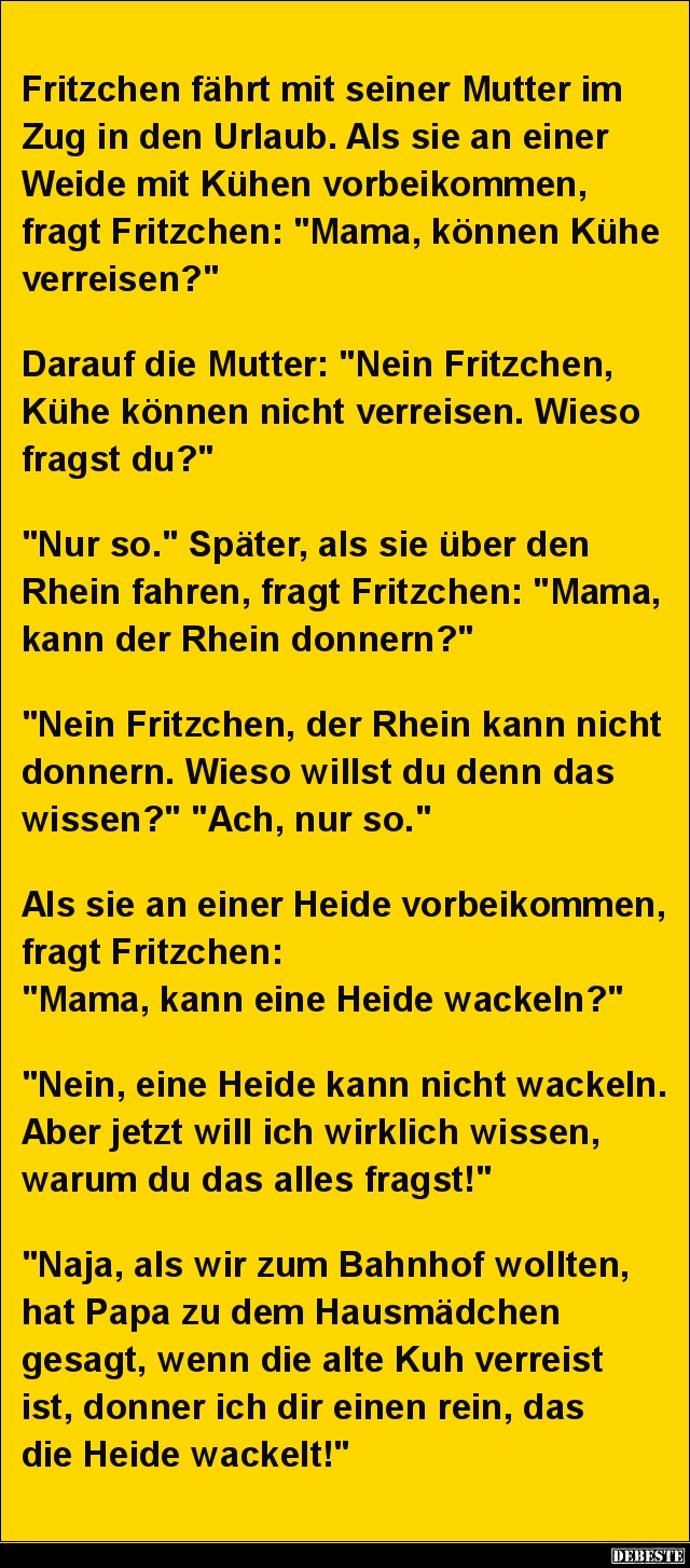 Fritzchen fährt mit seiner Mutter im Zug in den Urlaub.. - Lustige Bilder | DEBESTE.de
