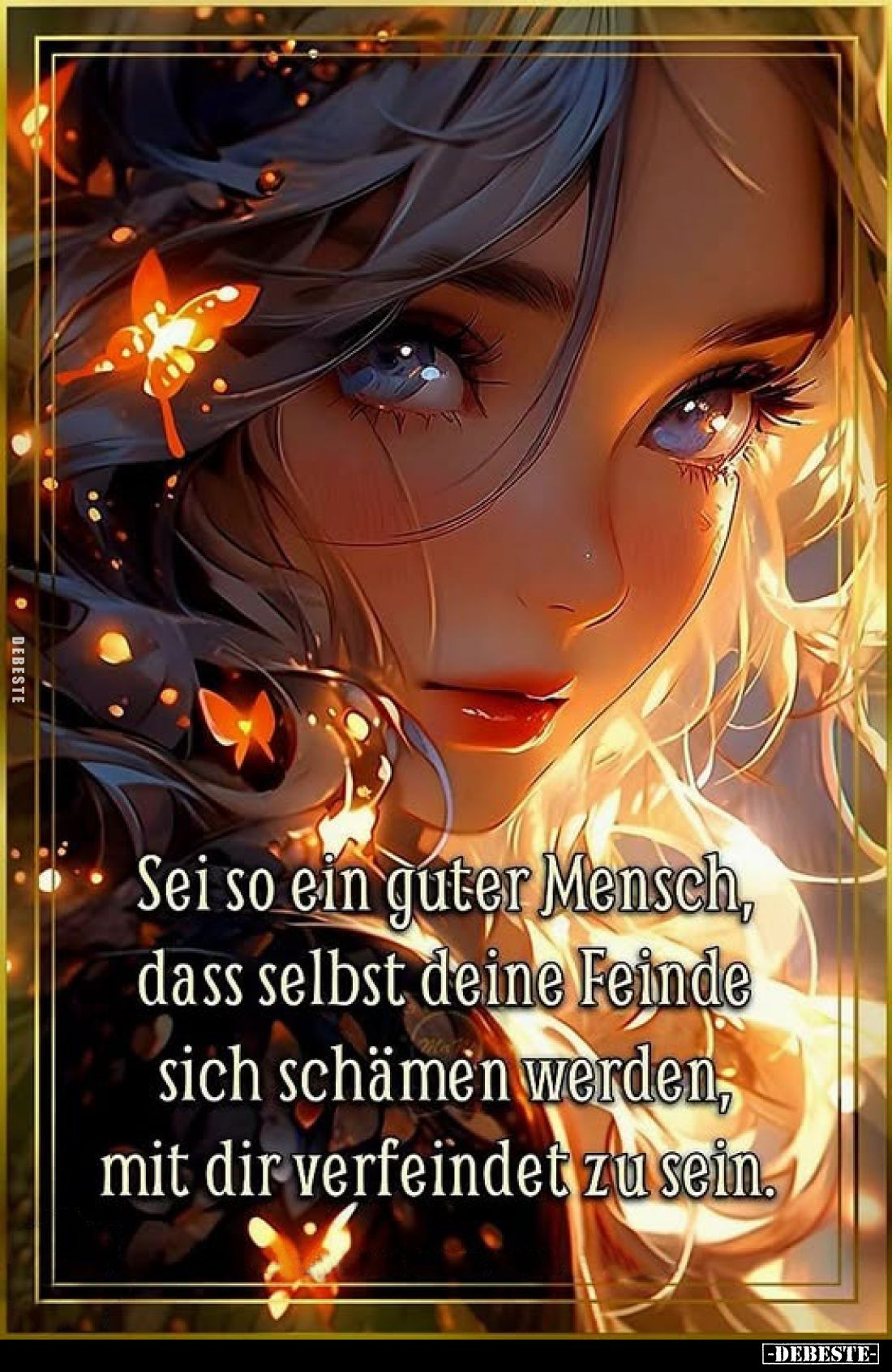 Sei so ein guter Mensch, dass selbst deine Feinde sich schämen werden, mit dir verfeindet zu sein.