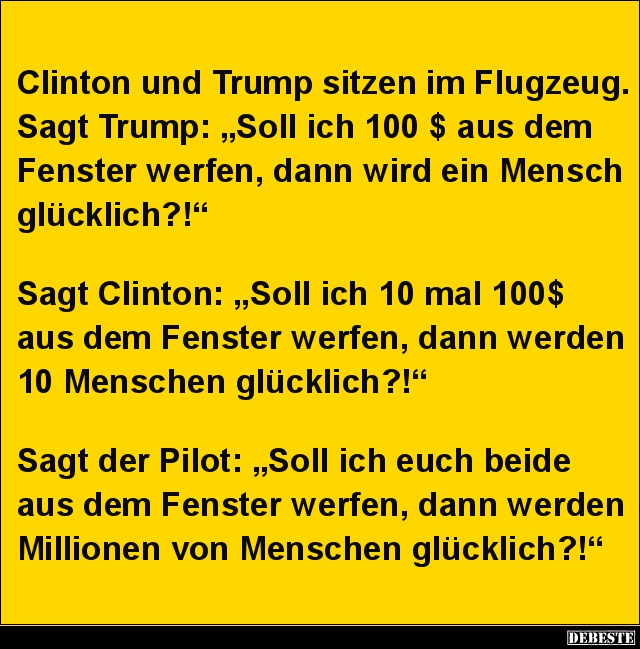 Clinton und Trump sitzen im Flugzeug.. - Lustige Bilder | DEBESTE.de