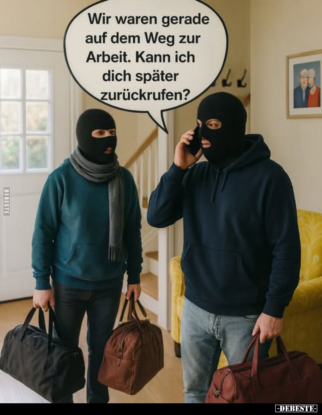 Wir waren gerade auf dem Weg zur Arbeit. Kann ich dich später zurückrufen?
