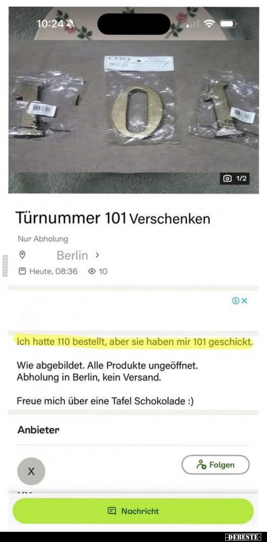 Türnummer 101 Verschenken.. - Lustige Bilder | DEBESTE.de