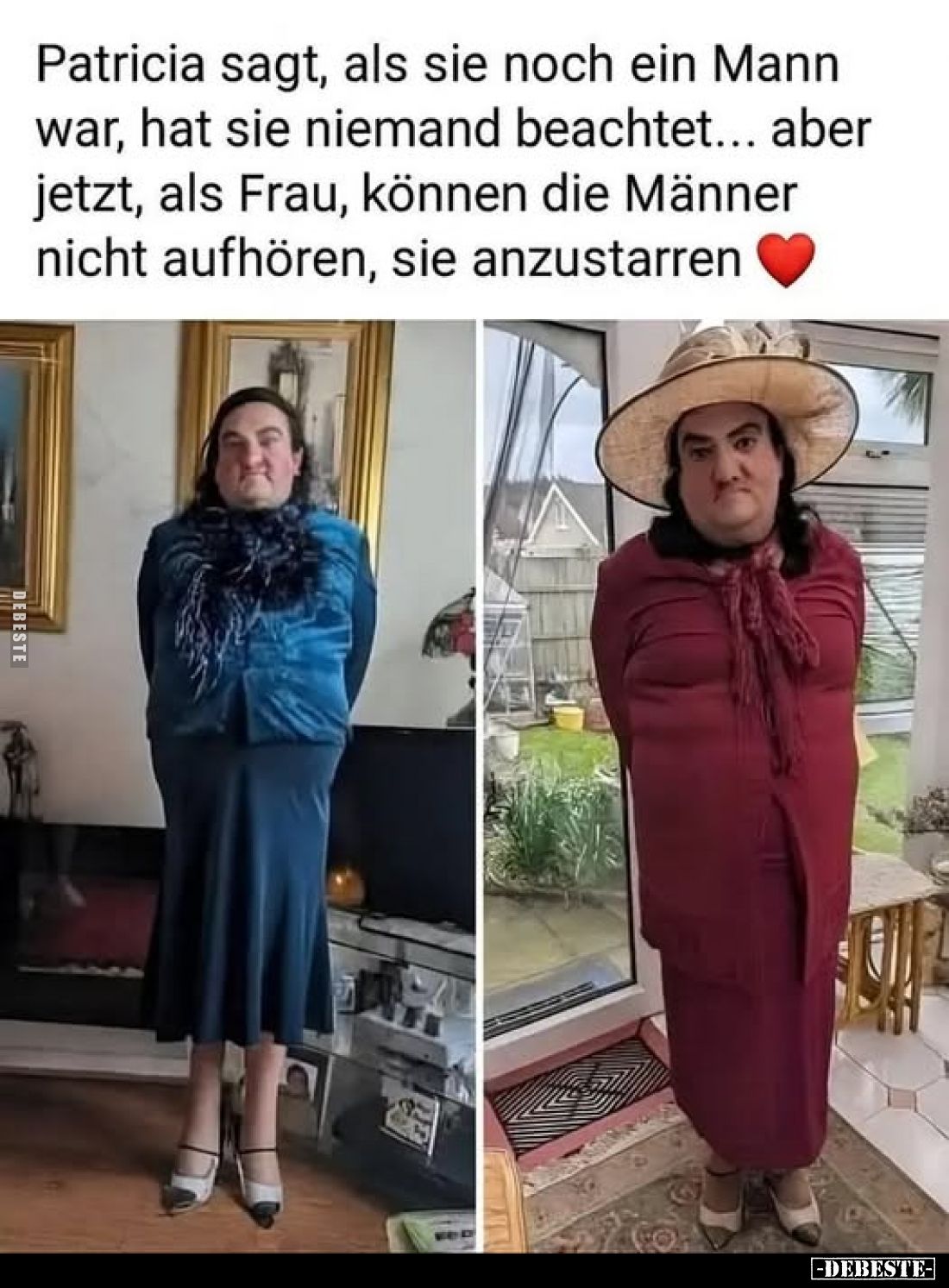 Patricia sagt, als sie noch ein Mann war, hat sie niemand beachtet... aber jetzt, als Frau, können die Männer nicht aufhören,...