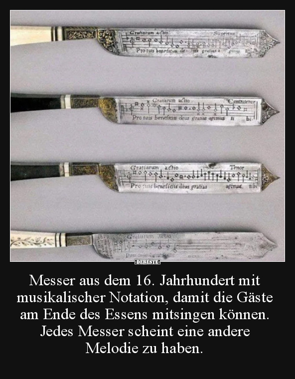 Messer aus dem 16. Jahrhundert mit musikalischer Notation.. - Lustige Bilder | DEBESTE.de