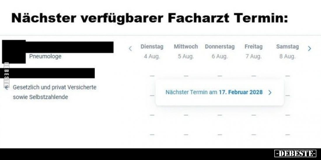 Nächster verfügbarer Facharzt Termin.. - Lustige Bilder | DEBESTE.de