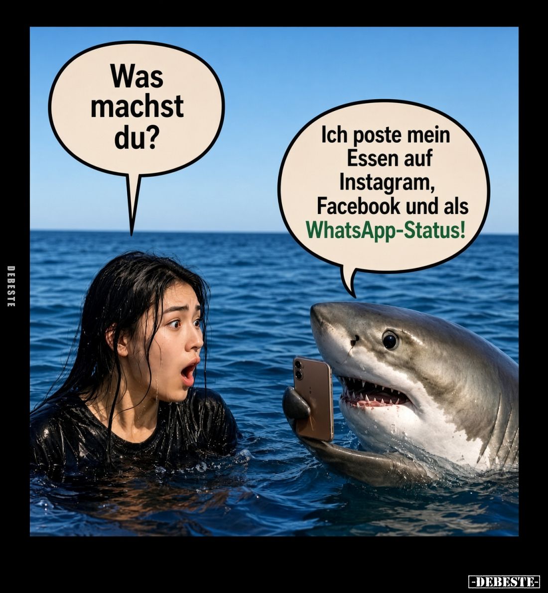 Was machst du? -
Ich poste mein Essen auf Instagram, Facebook und als WhatsApp-Status!