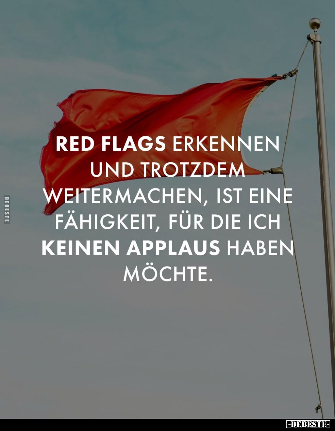 Red Flags erkennen und trotzdem
weitermachen, ist eine Fähigkeit, für die ich keinen Applaus haben möchte.