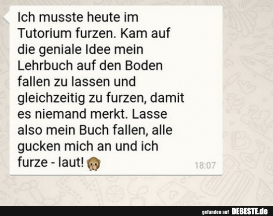 Ich musste heute im Tutorium furzen..