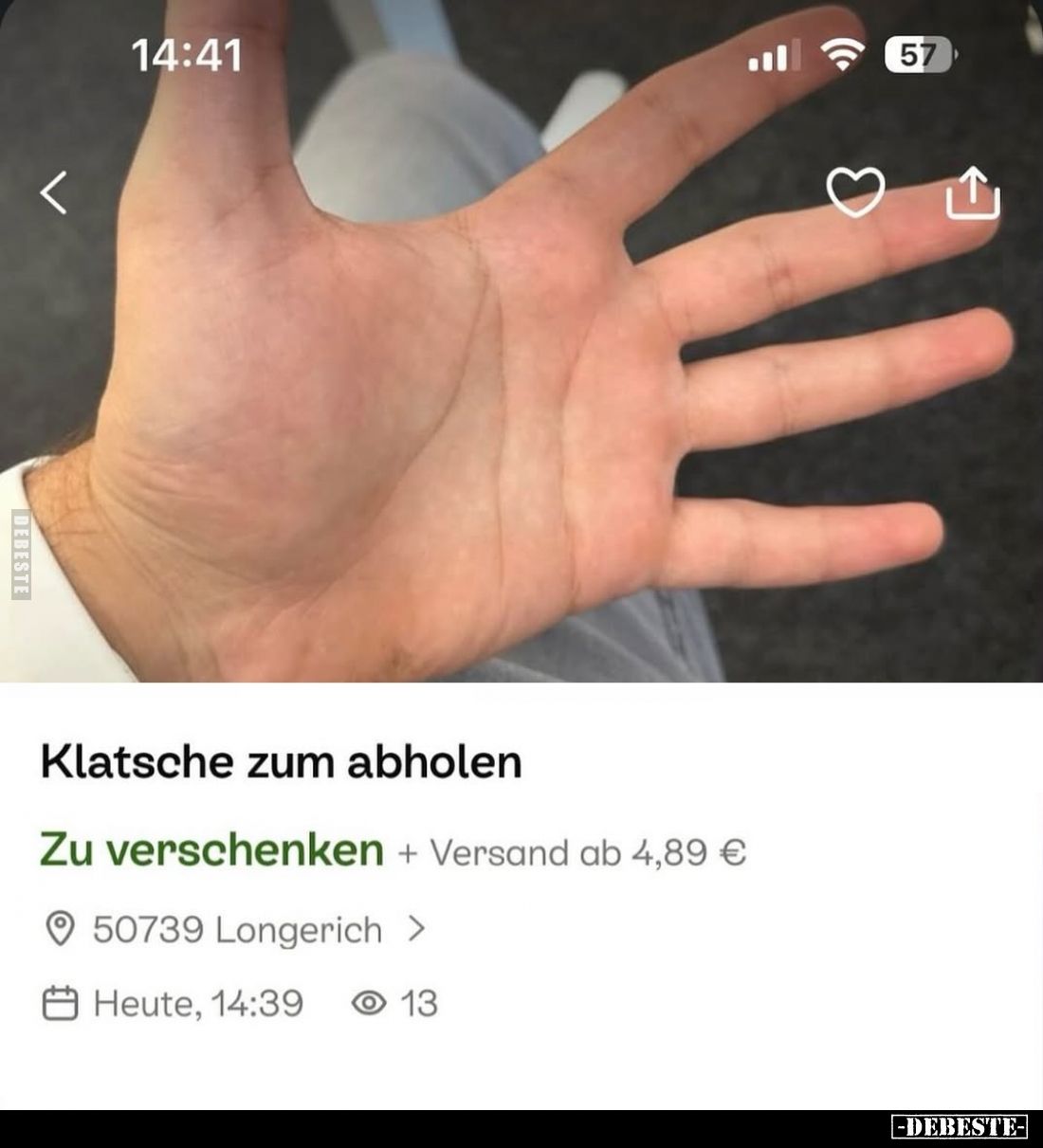 Klatsche zum abholen.