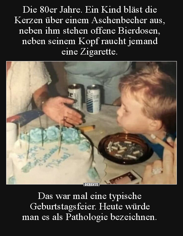 Die 80er Jahre. Ein Kind bläst die Kerzen über einem.. - Lustige Bilder | DEBESTE.de