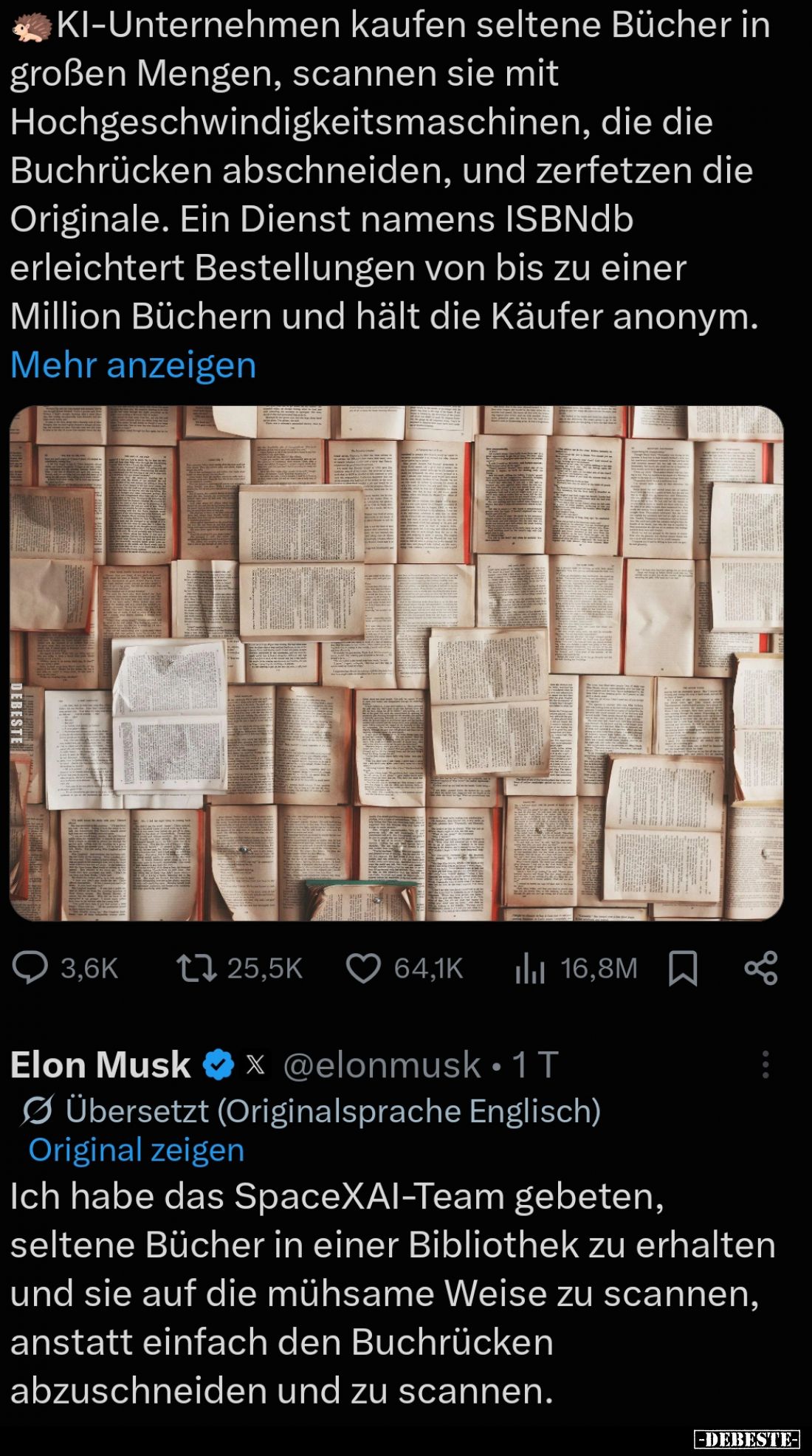 KI-Unternehmen kaufen seltene Bücher in großen Mengen, scannen sie mit Hochgeschwindigkeitsmaschinen, die die Buchrücken absc...