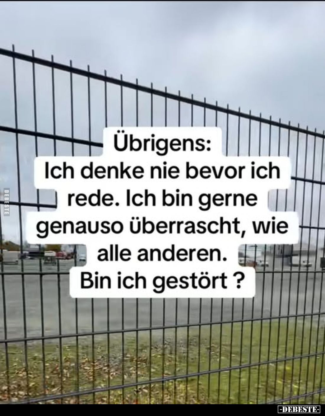 Übrigens: Ich denke nie bevor ich rede. Ich bin gerne genauso überrascht, wie alle anderen. Bin ich gestört?