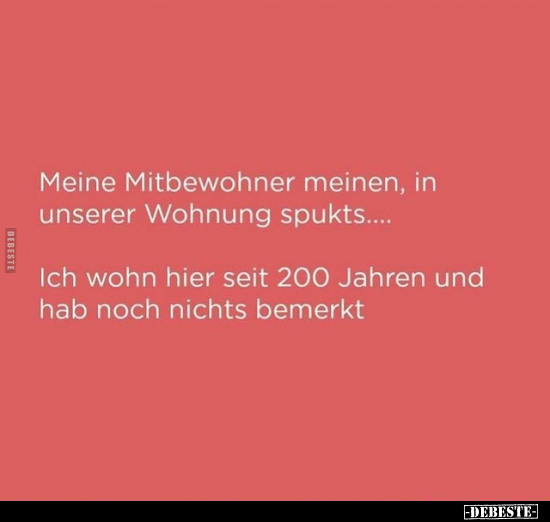 Meine Mitbewohner meinen, in unserer Wohnung spukts.... Ich wohn hier seit 200 Jahren und hab noch nichts bemerkt