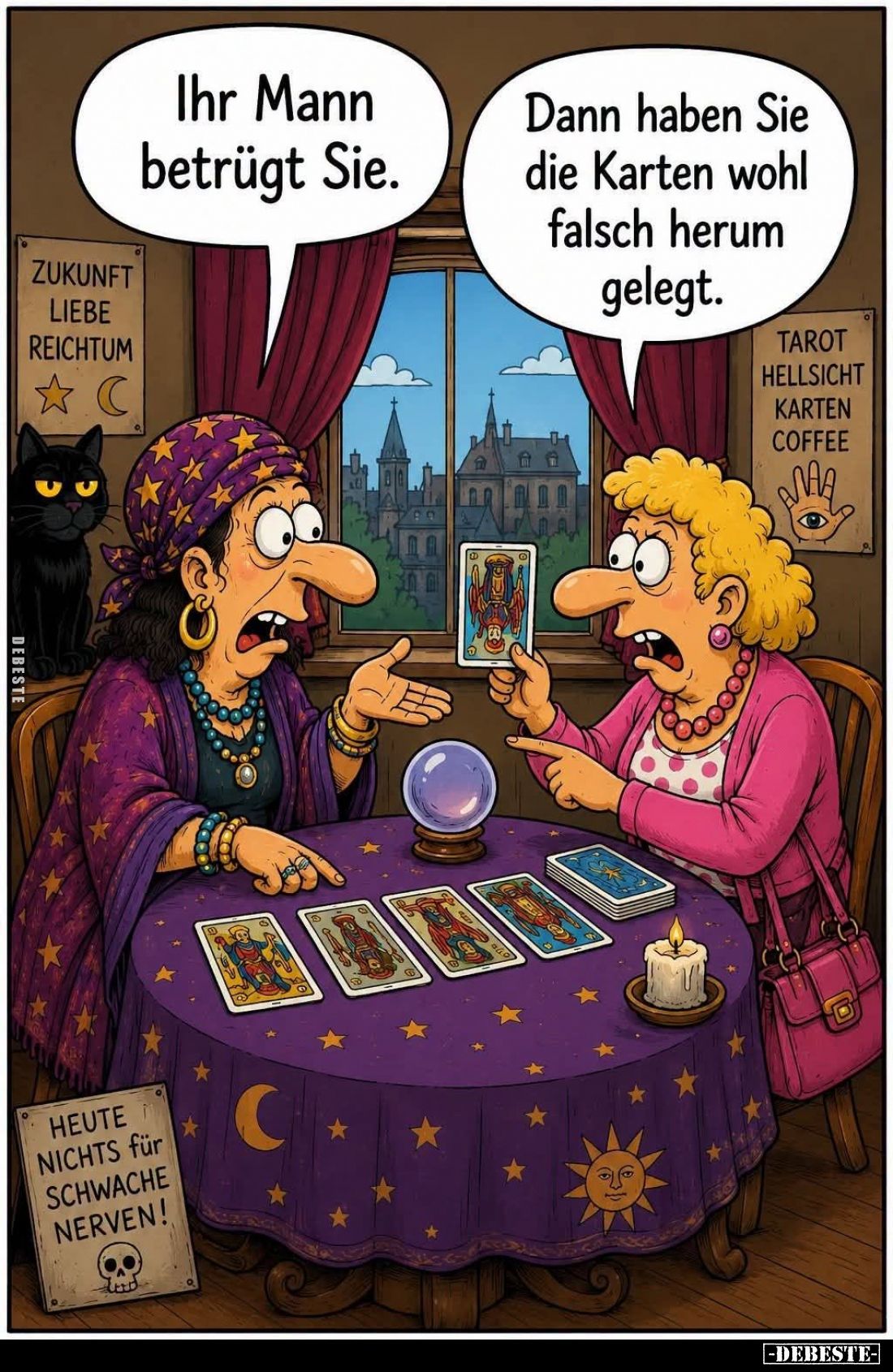 Ihr Mann betrügt Sie. - Dann haben Sie die Karten wohl falsch herum gelegt.