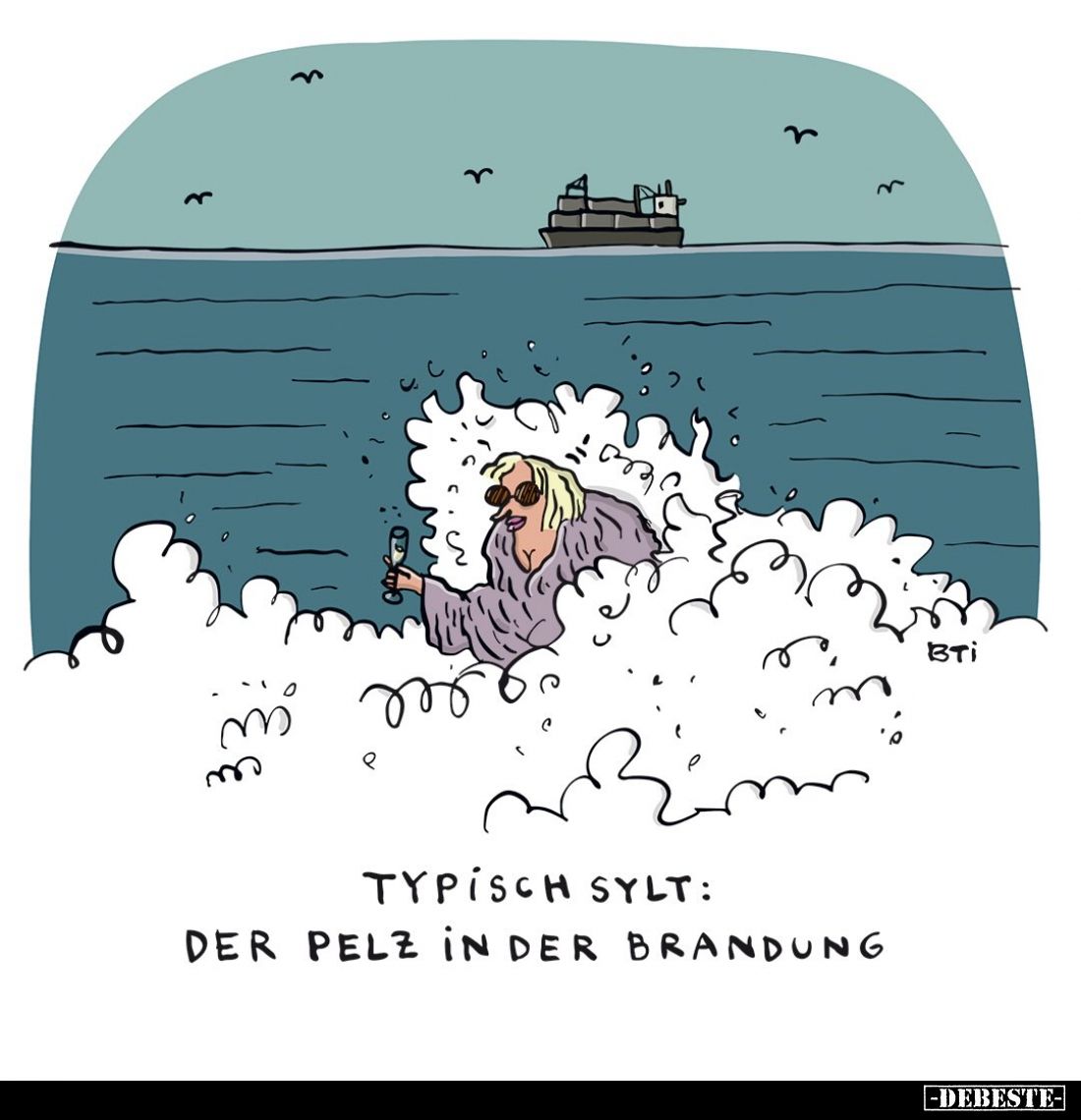 Typisch Sylt:
Der Pelz in der Brandung