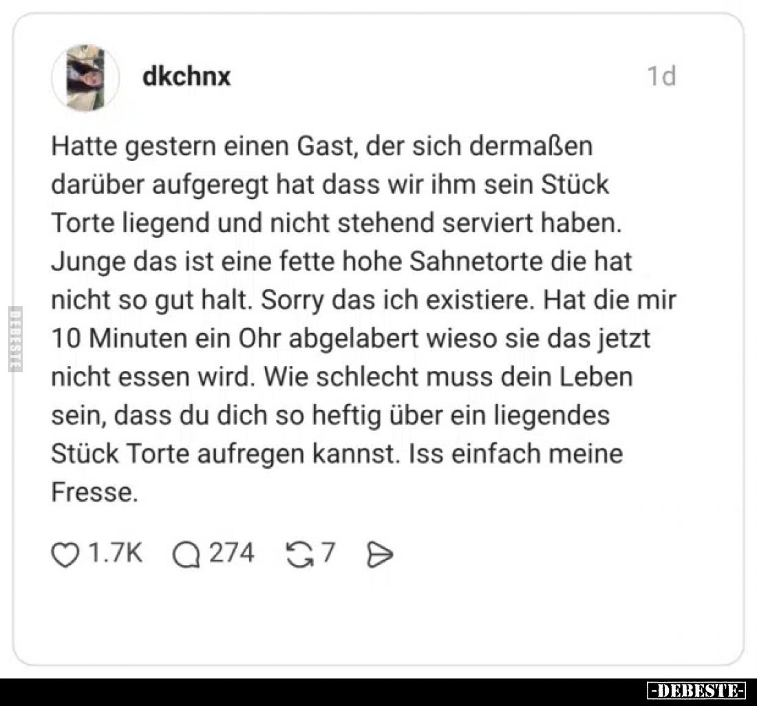 Hatte gestern einen Gast, der sich dermaßen darüber.. - Lustige Bilder | DEBESTE.de