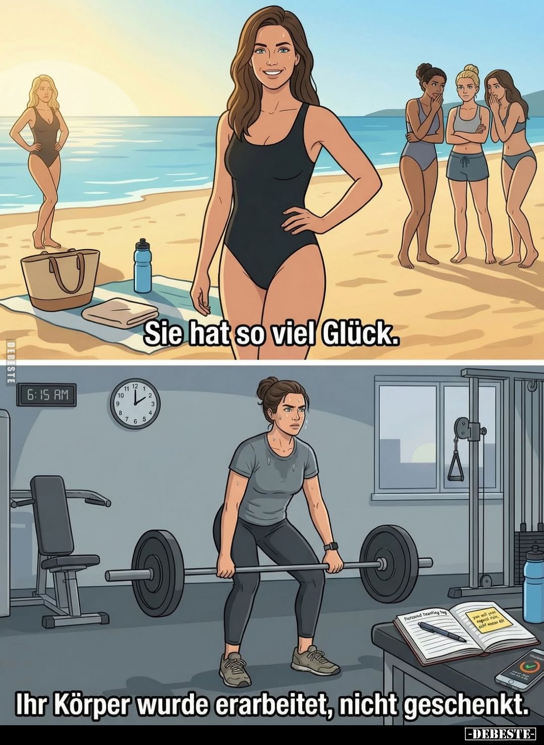 Sie hat so viel Glück. - Ihr Körper wurde erarbeitet, nicht geschenkt.