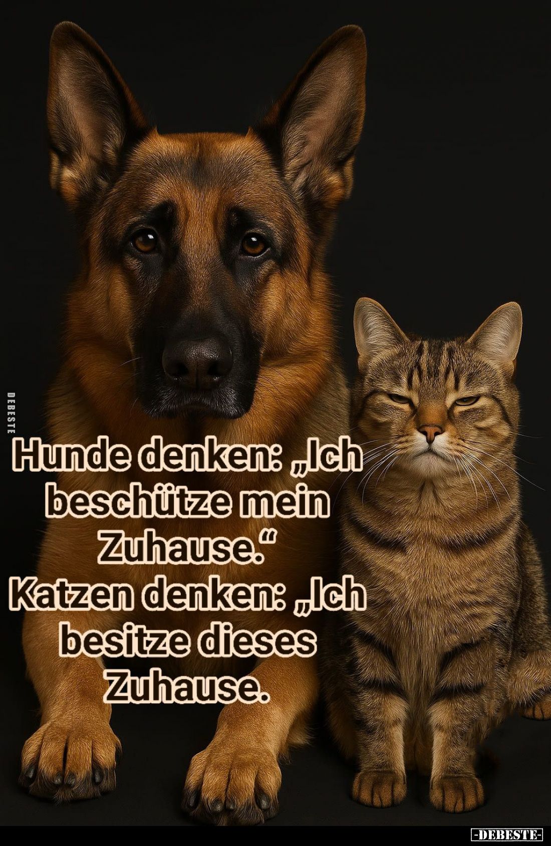 Hunde denken: "Ich beschütze mein Zuhause." - Katzen denken: "Ich besitze dieses Zuhause."