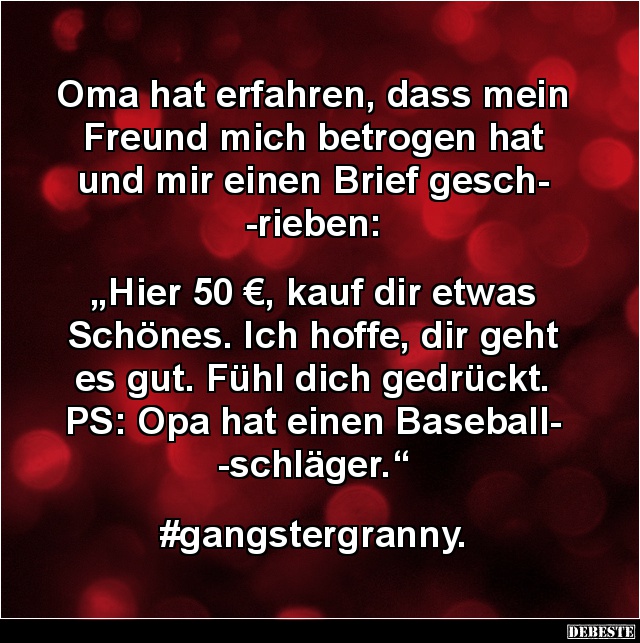 Oma hat erfahren, dass mein Freund mich betrogen.. - Lustige Bilder | DEBESTE.de