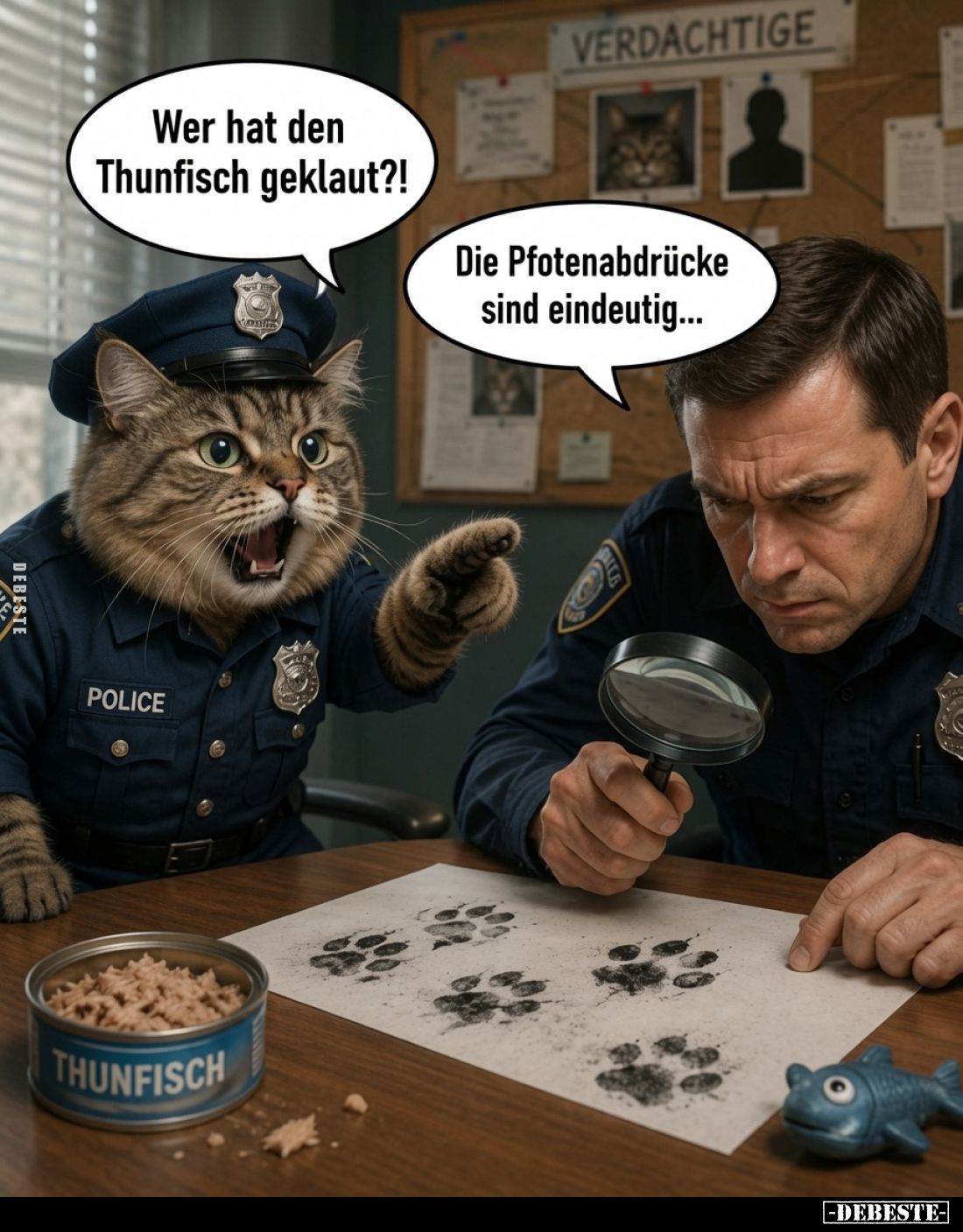 Wer hat den Thunfisch geklaut?! Die Pfotenabdrücke sind eindeutig...