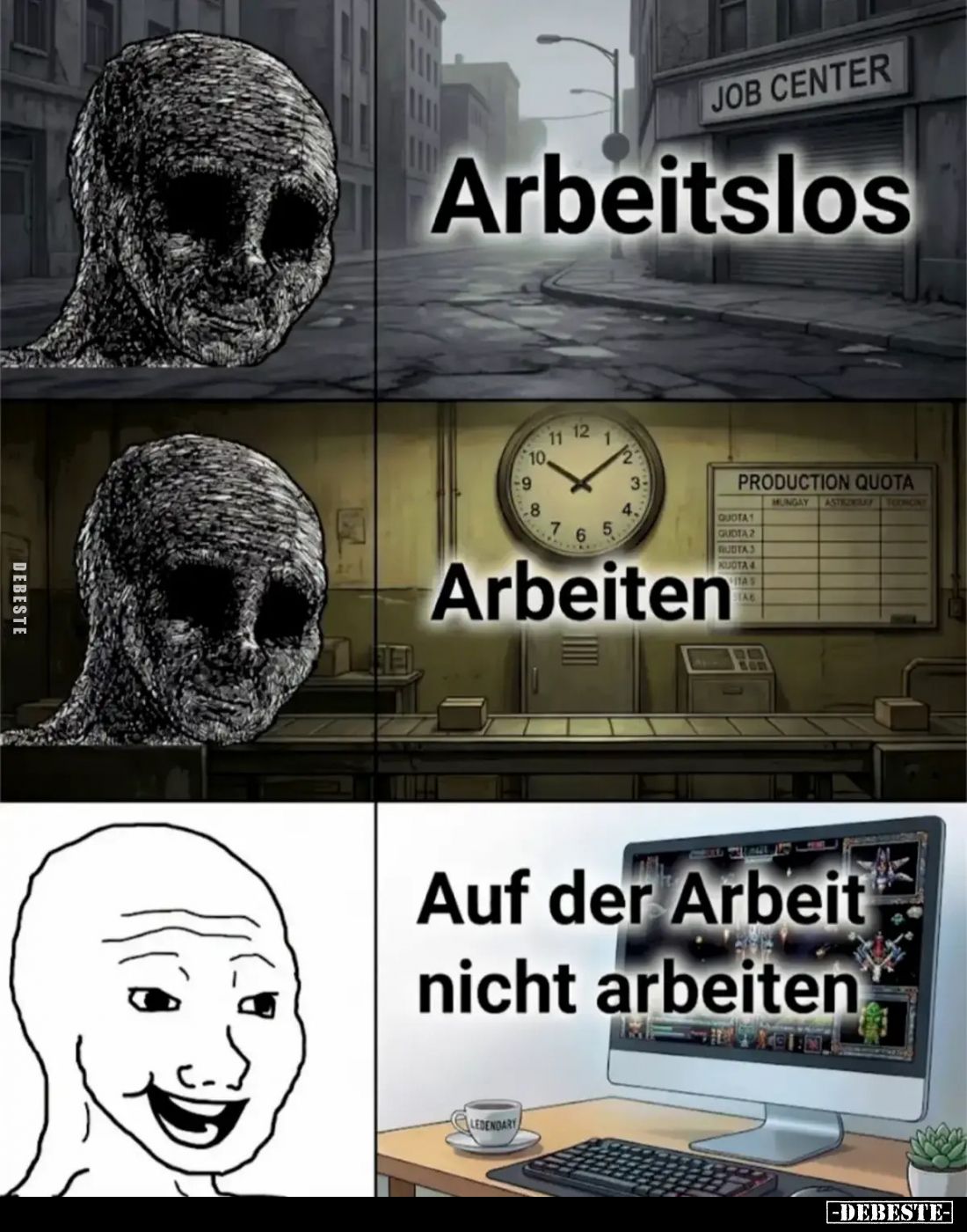 Arbeitslos
 - 
Arbeiten
 - 
Auf der Arbeit nicht arbeiten