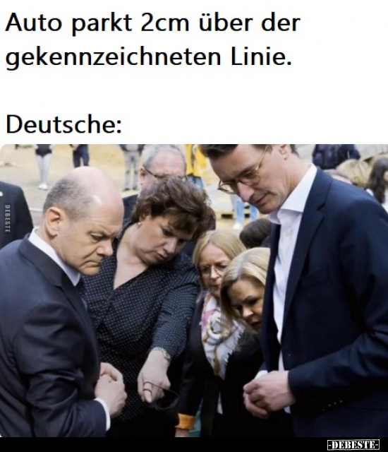 Auto parkt 2cm über der gekennzeichneten Linie. Deutsche: