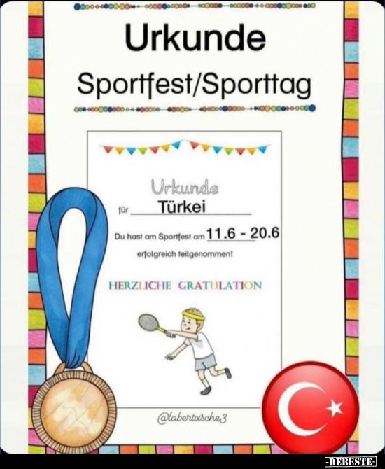 Urkunde Sportfest/Sporttag.. - Lustige Bilder | DEBESTE.de