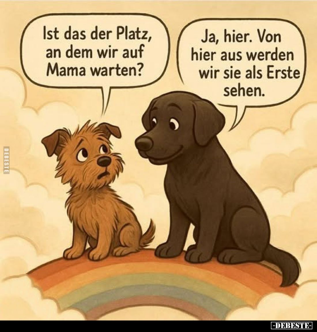 Ist das der Platz, an dem wir auf Mama warten? -
Ja, hier. Von hier aus werden wir sie als Erste sehen.