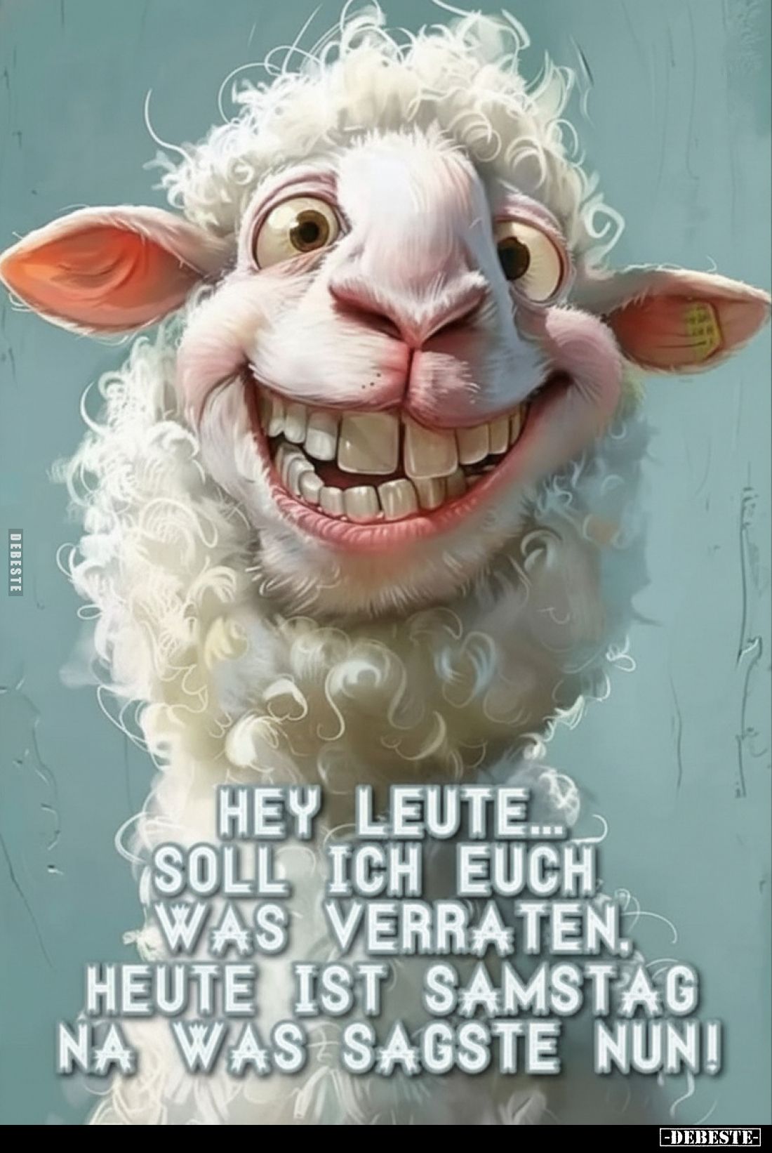 Hey Leute... soll ich euch was verraten. Heute ist Samstag na was sagste nun!