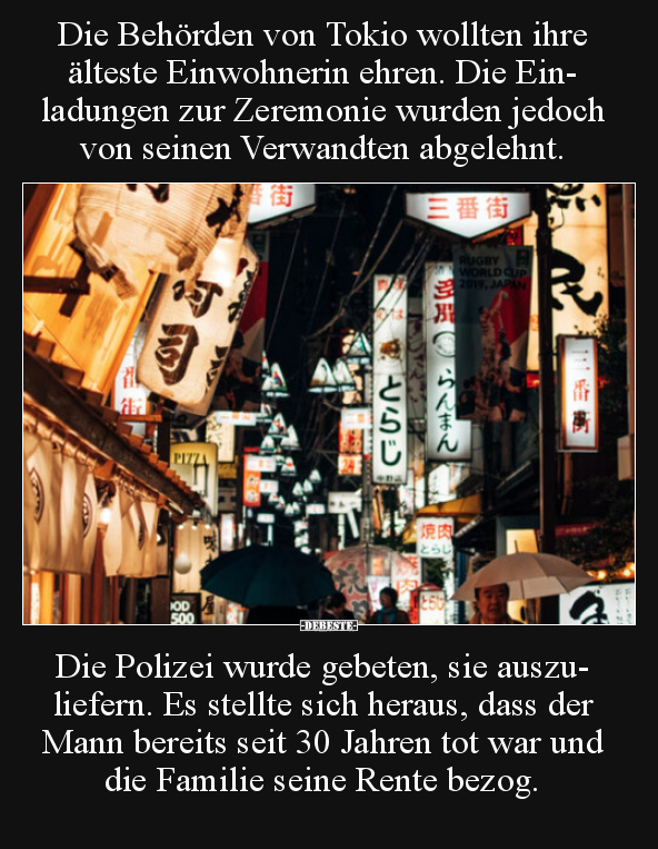 Die Behörden von Tokio wollten ihre älteste Einwohnerin..