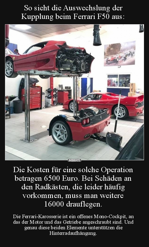 So sieht die Auswechslung der Kupplung beim Ferrari F50.. - Lustige Bilder | DEBESTE.de