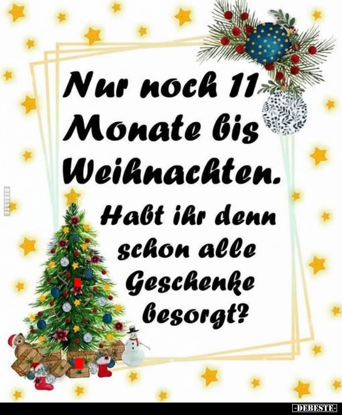 Nur noch 11 Monate bis Weihnachten.
Habt ihr denn schon alle Geschenke besorgt?