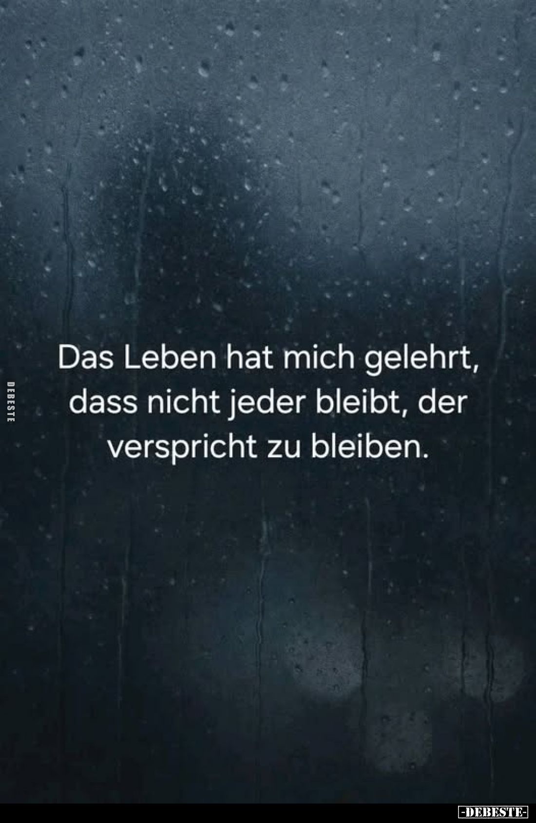 Das Leben hat mich gelehrt, dass nicht jeder bleibt, der verspricht zu bleiben.