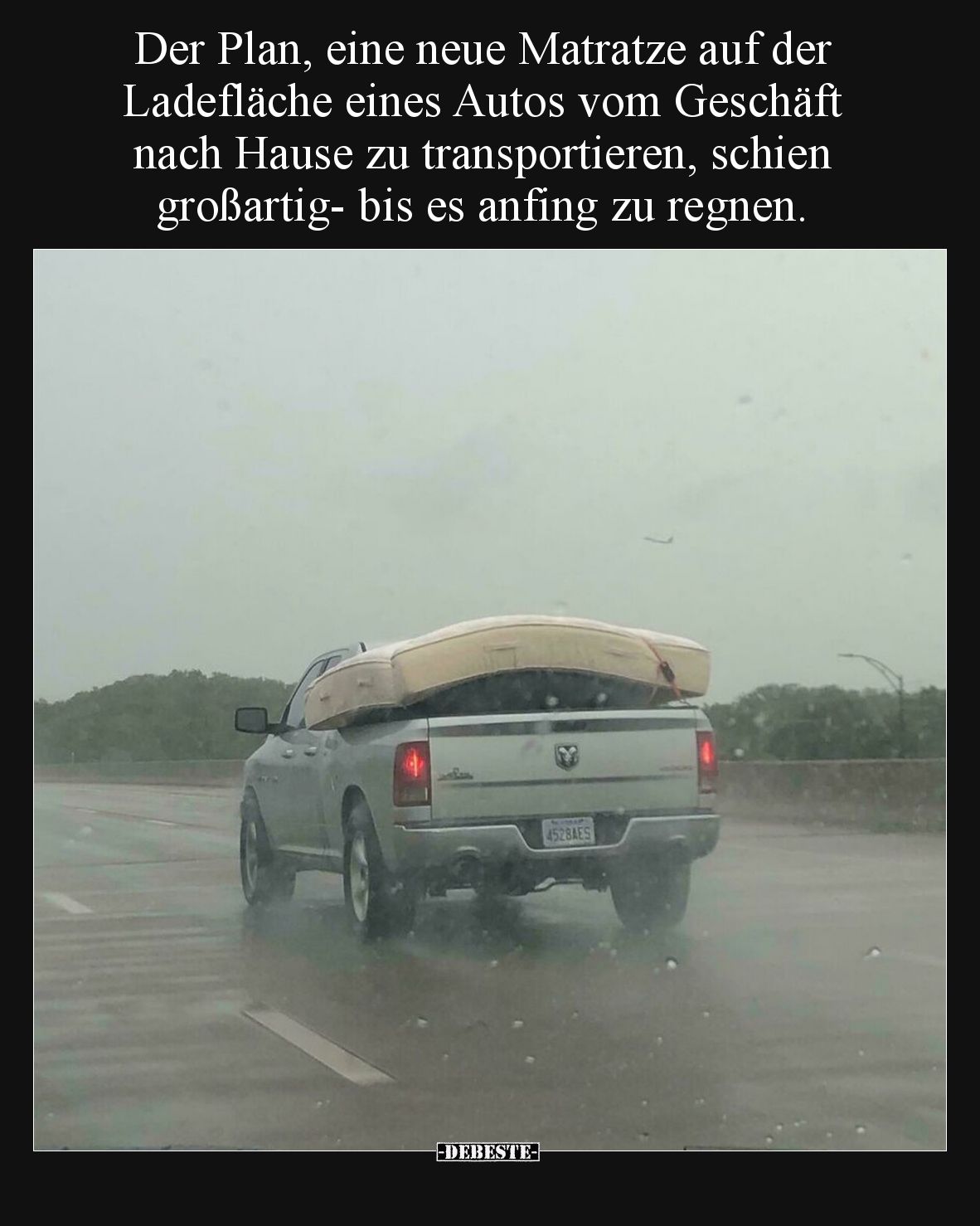 Der Plan, eine neue Matratze auf der Ladefläche eines Autos vom Geschäft nach Hause zu transportieren, schien großartig- bis ...