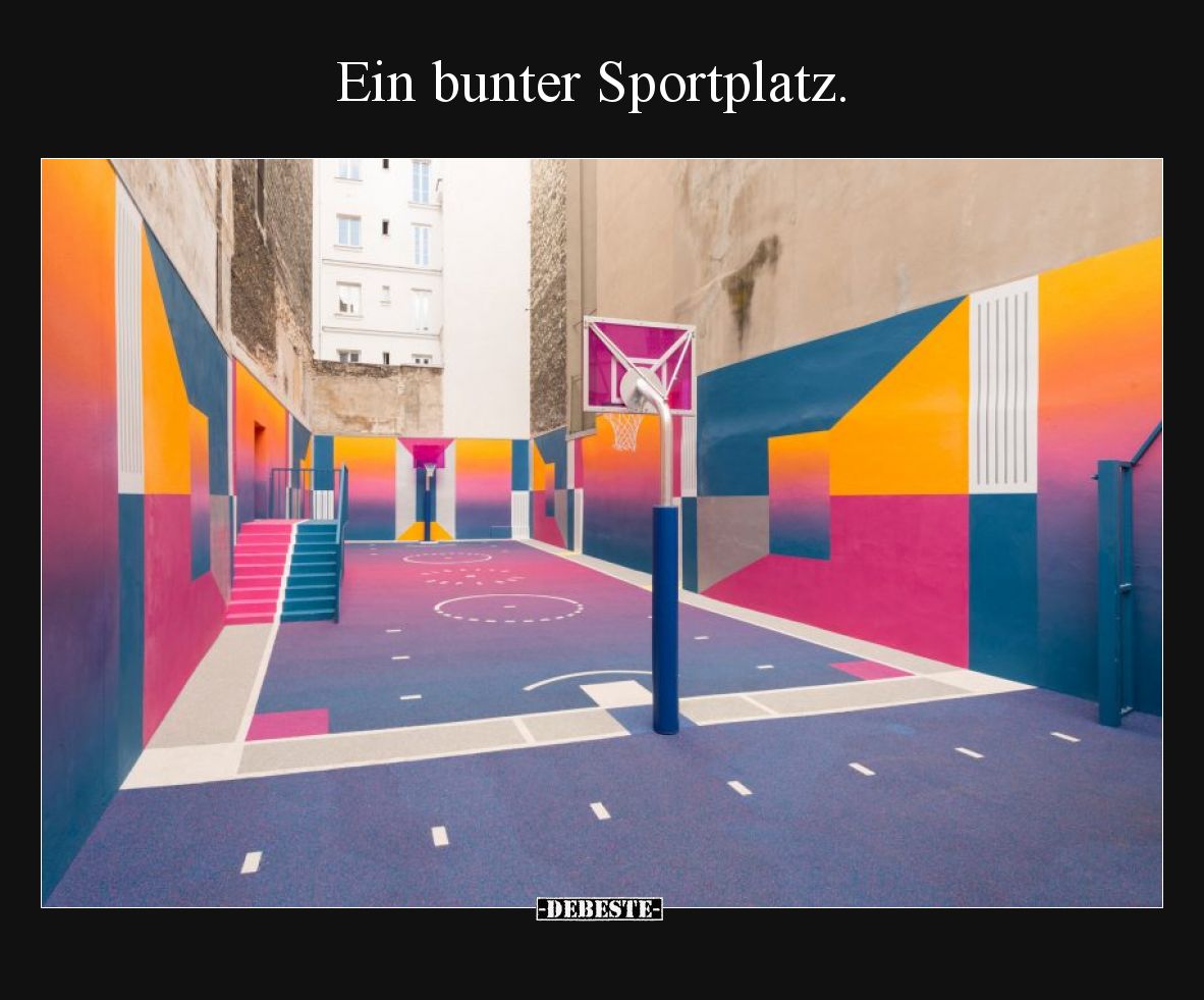 Ein bunter Sportplatz.