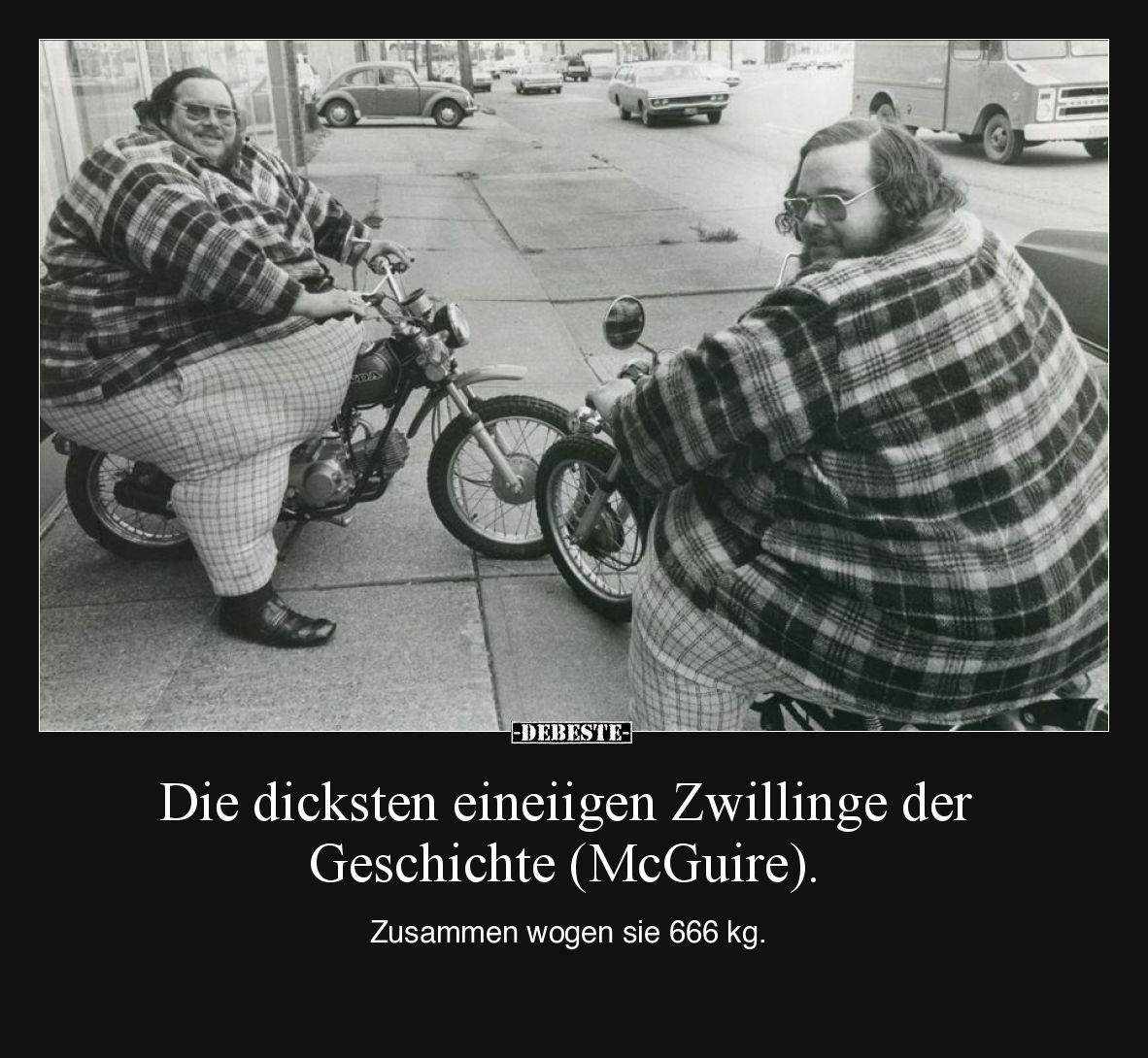 Die dicksten eineiigen Zwillinge der Geschichte (McGuire).

Zusammen wogen sie 666 kg.