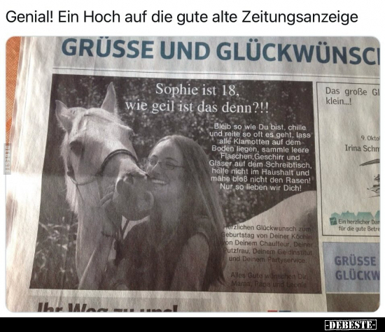 Genial! Ein Hoch auf die gute alte Zeitungsanzeige.. - Lustige Bilder | DEBESTE.de