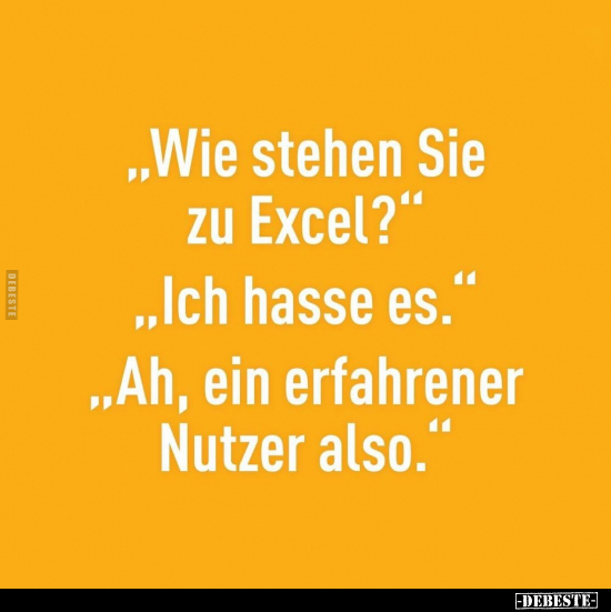 "Wie stehen Sie zu Excel?" "Ich hasse es..." - Lustige Bilder | DEBESTE.de