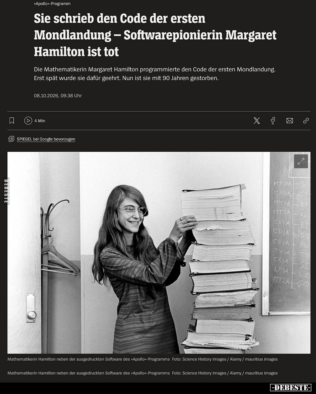 Sie schrieb den Code der ersten Mondlandung – Softwarepionierin Margaret Hamilton ist tot

Die Mathematikerin Margaret Hami...