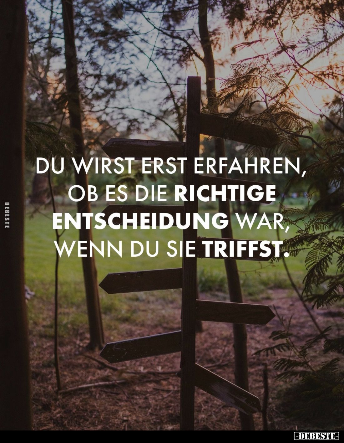 Du wirst erst erfahren,
ob es die richtige
Entscheidung war,
wenn du sie triffst.