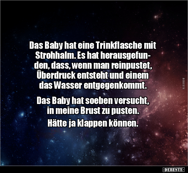 Das Baby hat eine Trinkflasche mit Strohhalm... - Lustige Bilder | DEBESTE.de