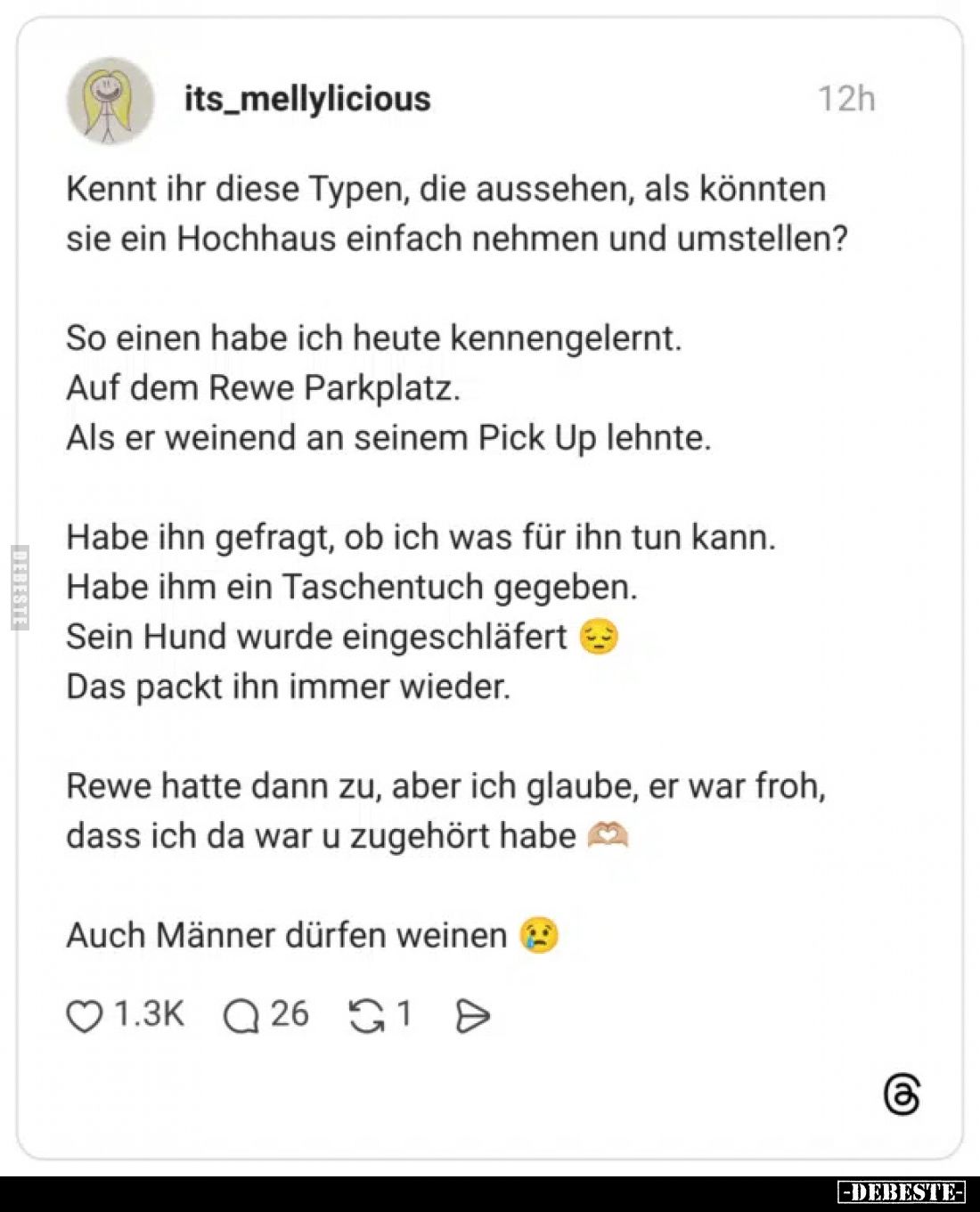 Kennt ihr diese Typen, die aussehen, als könnten sie ein Hochhaus einfach nehmen und umstellen?
So einen habe ich heute kenn...