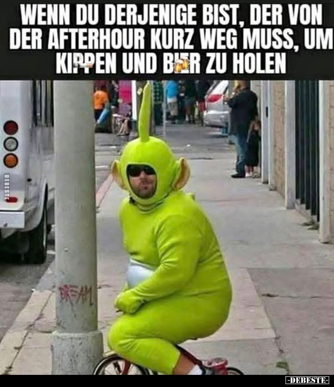 Wenn du derjenige bist, der von der Afterhour kurz weg muss, um Kippen und Bier zu holen