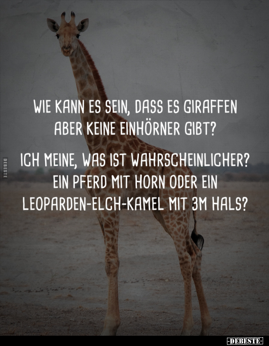 Wie kann es sein, dass es Giraffen aber keine Einhörner.. - Lustige Bilder | DEBESTE.de