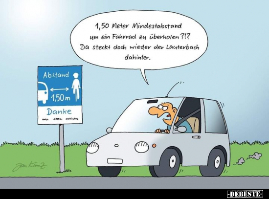 1,50 Meter Mindestabstand um ein Fahrrad zu überholen ?!?.. - Lustige Bilder | DEBESTE.de